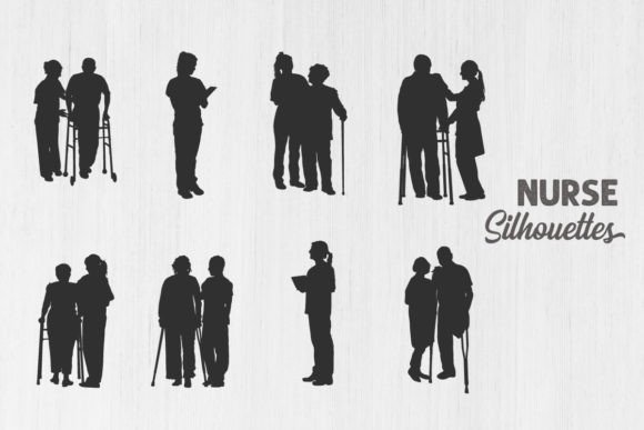 Nurse and Patient Silhouettes: Graphics and Illustrations